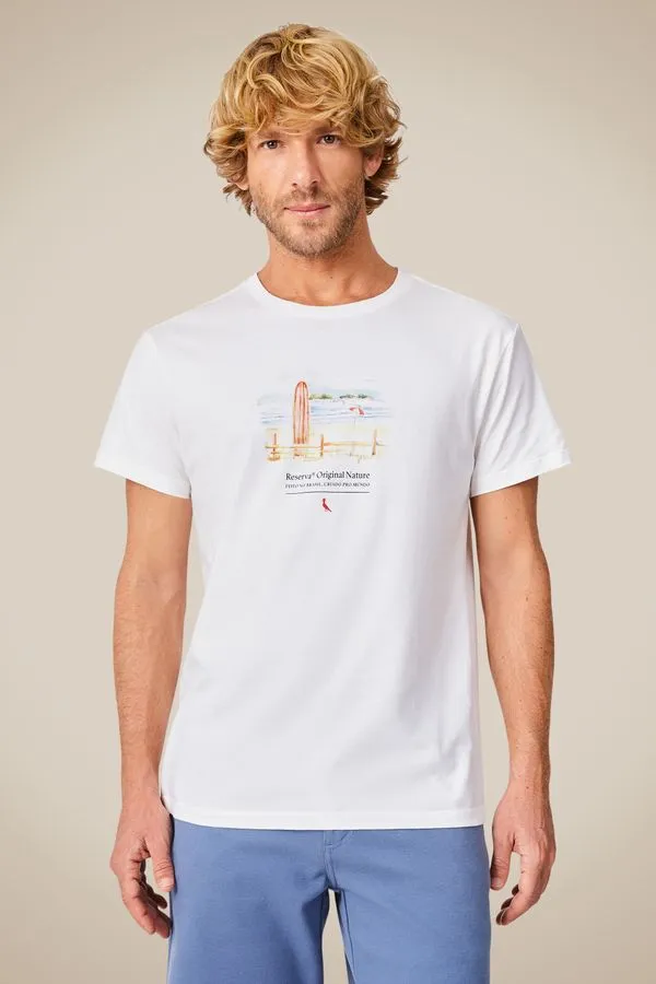 Camiseta Estampada Deu Praia Off White - G