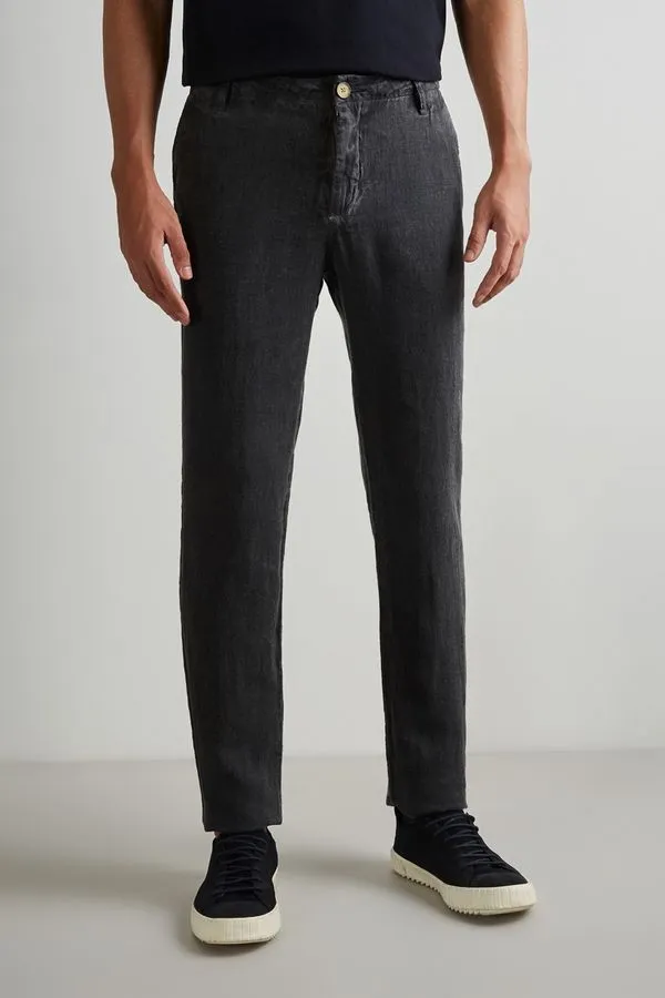 Calça Casual Linho Preto - 48