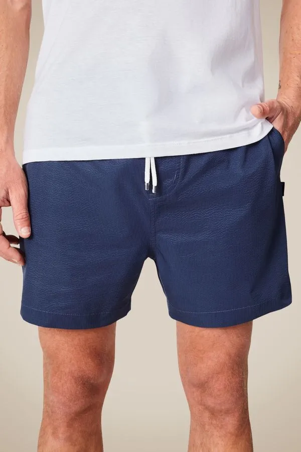Short Praia Textura Liso Marinho - G