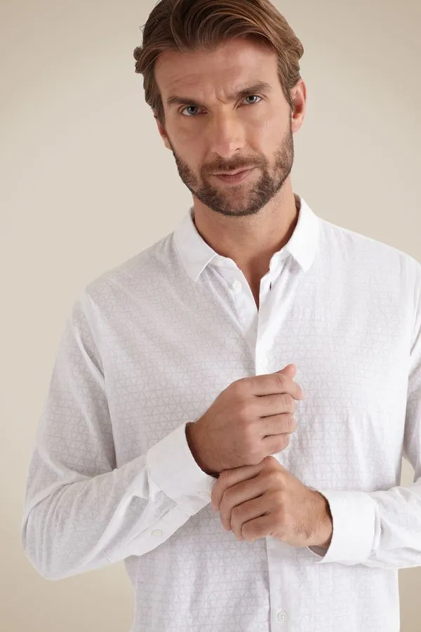 Camisa Stretch Estampa Refrescante Branco - G