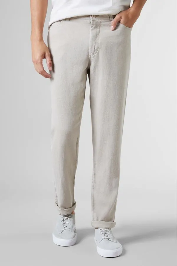 Calça 5 Pockets Linho Palha Am - 44