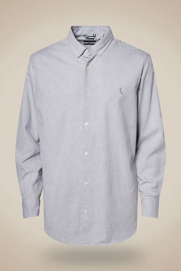 Camisa Ml Oxford Color Cinza Medio - M