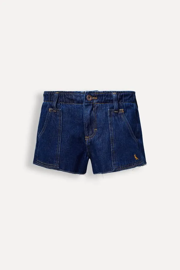 Short Menina Jeans Elastico New Indigo Escuro - 02