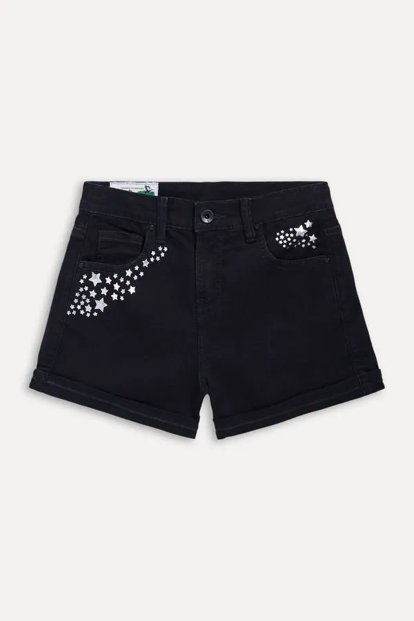 Short Menina Jeans Black Estrelas Indigo Black - 16