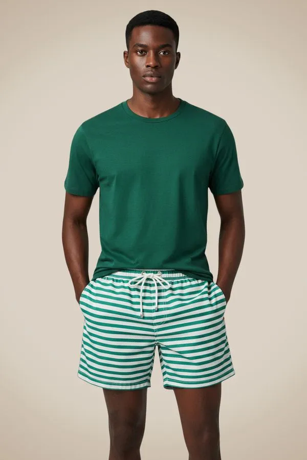 Short Praia Elastico Hamptons Horizontal Verde Bandeira - G