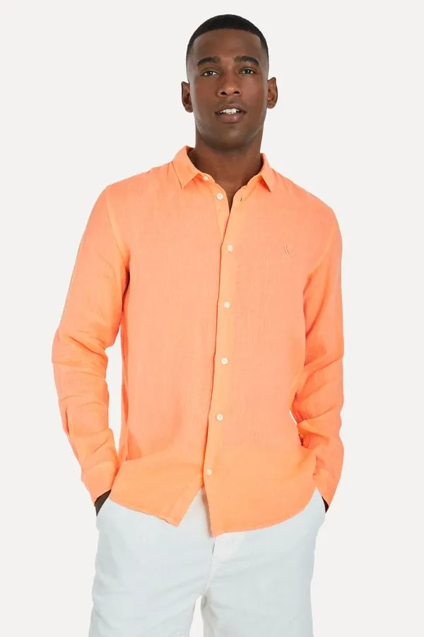 Camisa Pf Ml Linho Laranja Bergamota - M