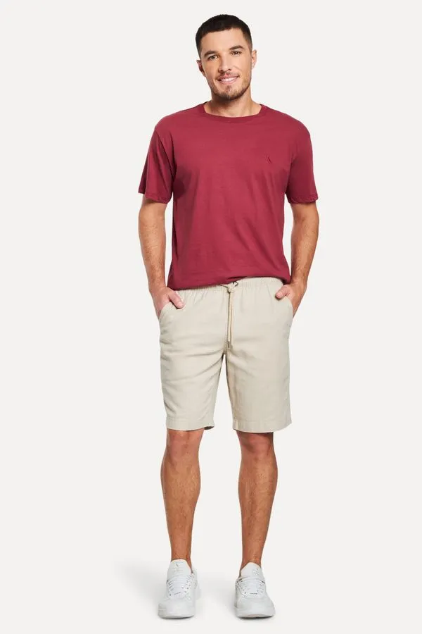 Bermuda Elastico Linho Mix Khaki - 48