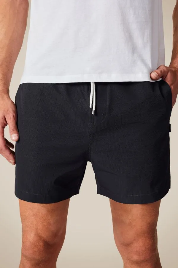 Short Praia Textura Liso Preto - Gg
