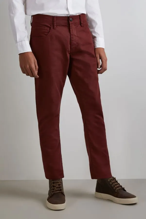 Calça Sarja 5 Pockets Elastano Color Bordeaux - 38