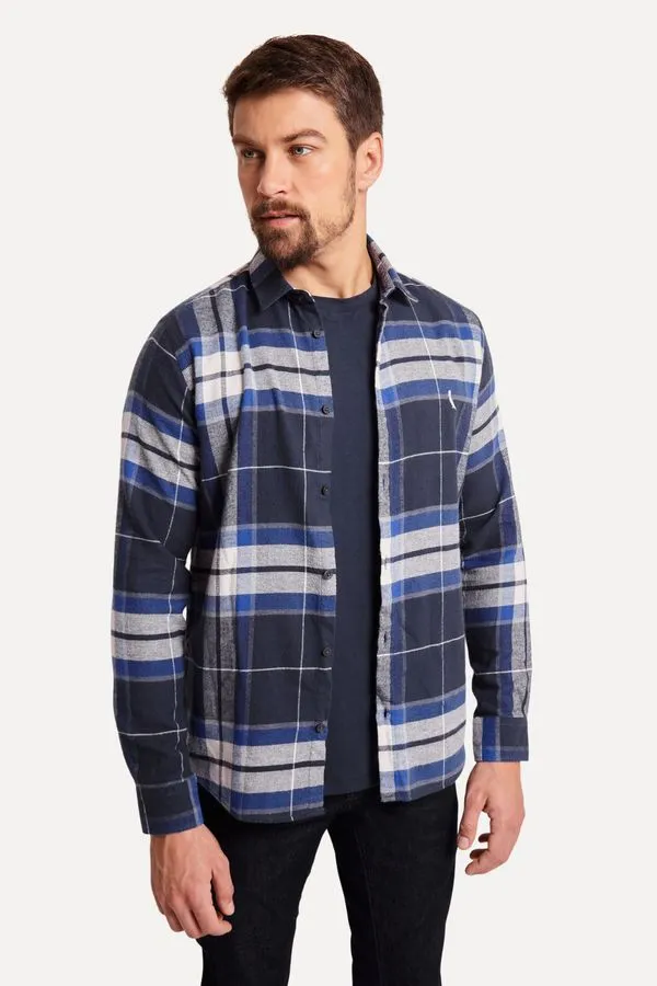 Camisa Ml Flanela Xadrez Pamplona Marinho - Ggg