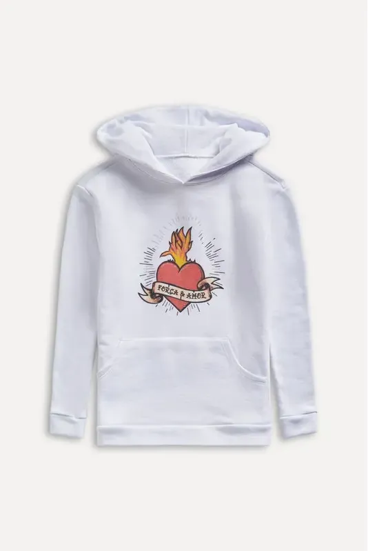 Hoodie Mini Moletom Pica Pau De Fogo Branco - 02