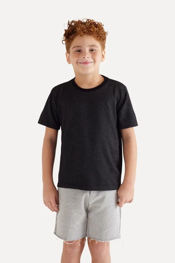 Camiseta Mini Pois Maquinetada Preto - 08