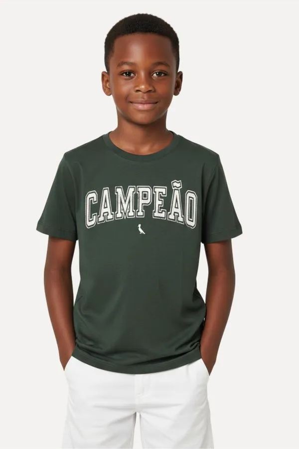 Camiseta Mini Estampa Campeao Verde Musgo - 16