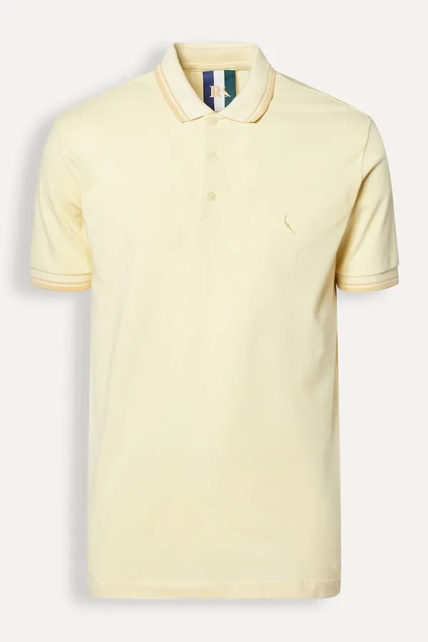 Polo Friso Rajado Amarelo Pastel - M