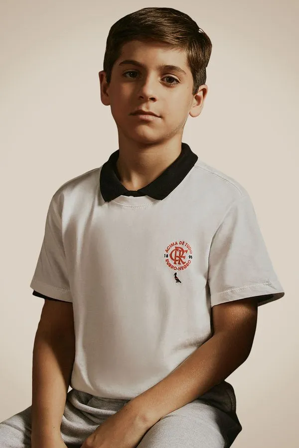 Camiseta Mini Estampa Flamengo Legado Branco - 12