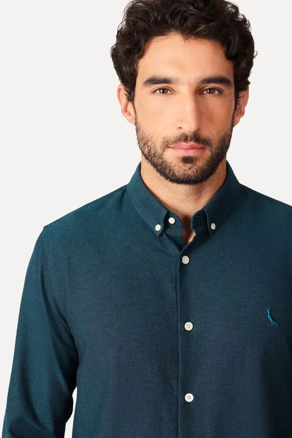 Camisa Ml Oxford Color Verde Esmeralda - P