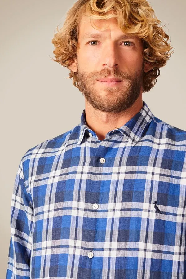 Camisa Ml Xadrez Miguel Azul Royal - M