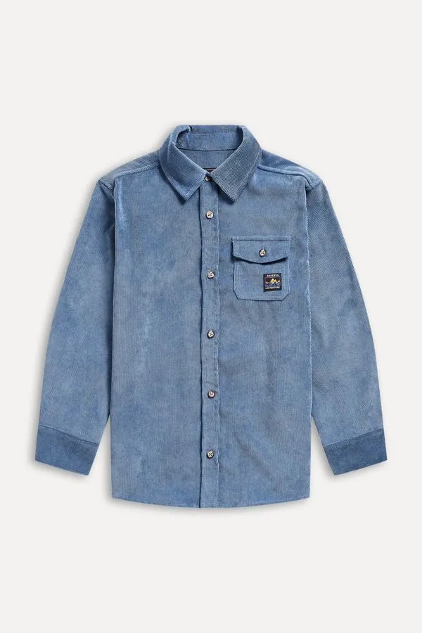 Camisa Ml Mini Veludo Azul Carbono - 12