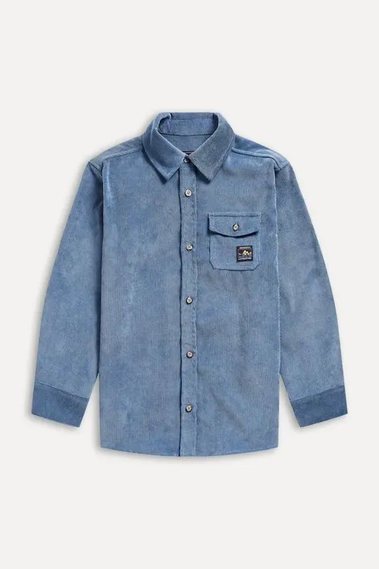 Camisa Ml Mini Veludo Azul Carbono - 12