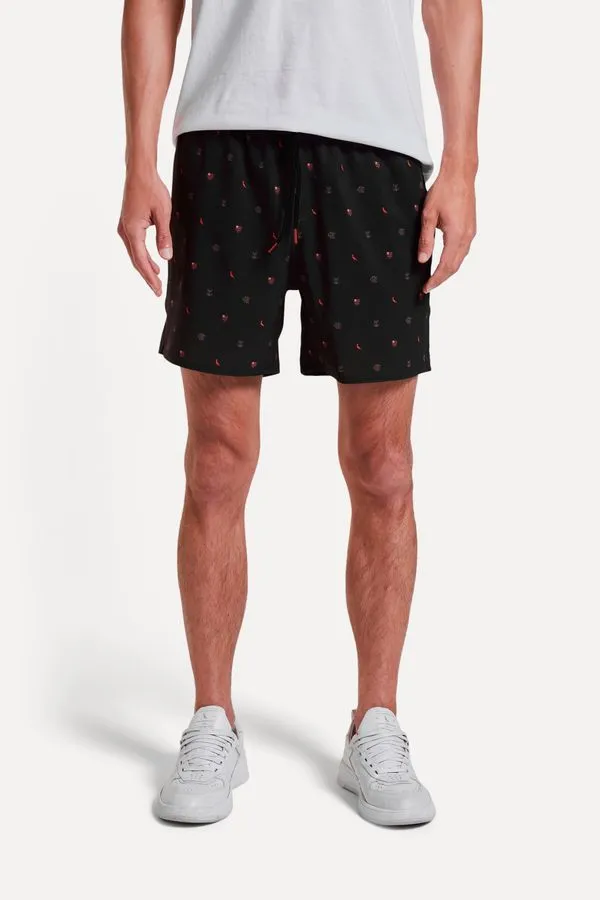 Short Praia Flamengo Estampa Corrida Preto - G