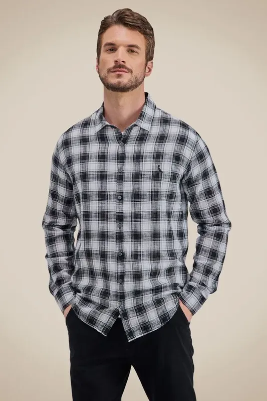 Camisa Flame Xadrez Black Branco E Preto - M