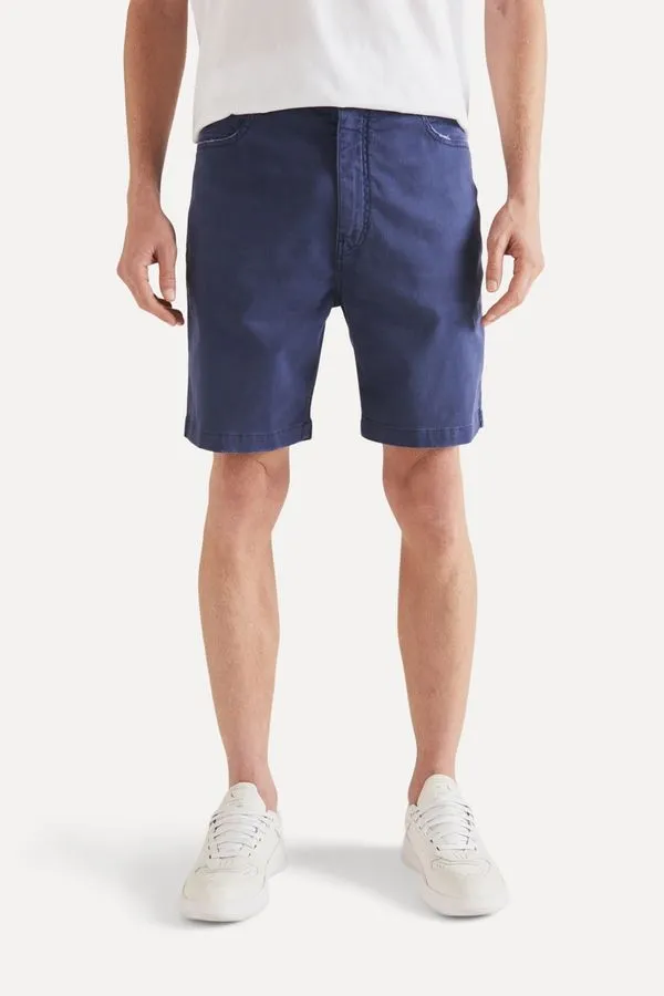 Bermuda Jeans Moletom Color Azul Escuro - 44