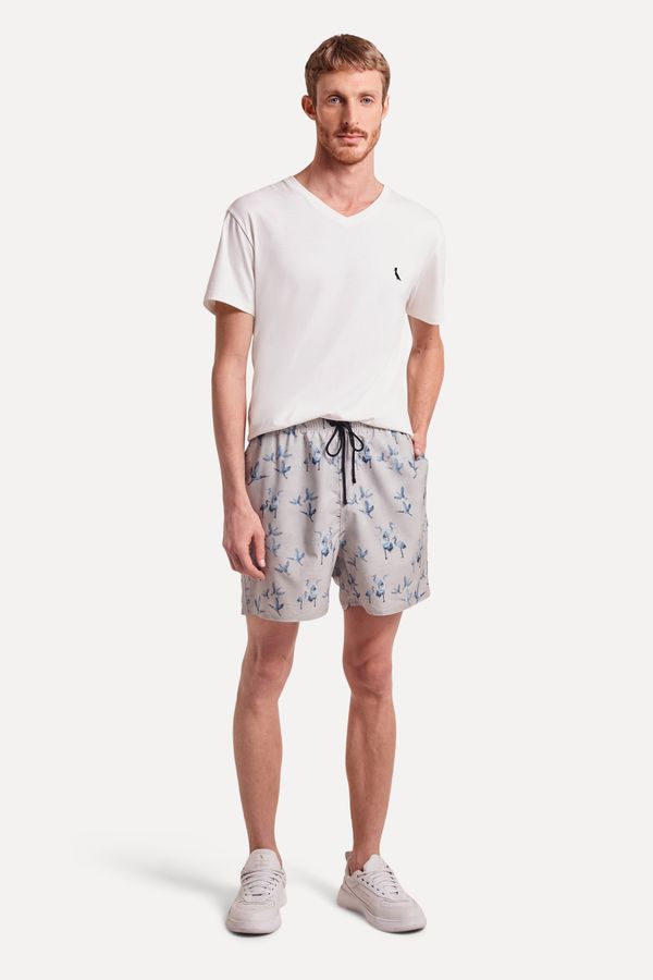 Short Praia Estampado Garcas Areia - Gg