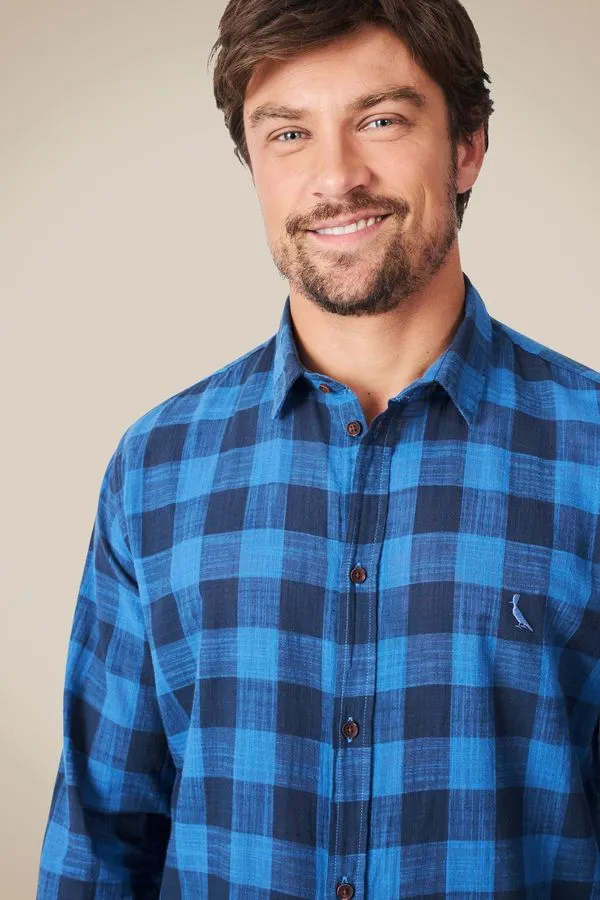 Camisa Ml Flame Xadrez Campos Azul Royal - M