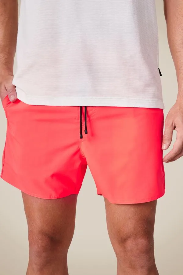 Short Praia Liso Basico Rosa Fluor - M