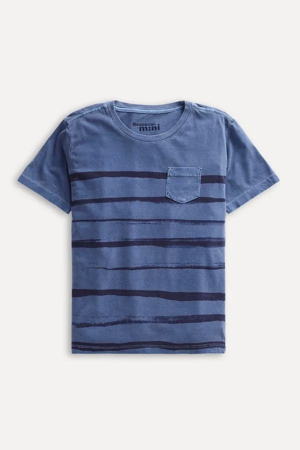 Camiseta Mini Estampada Listra Bolso Azul Marinho - 16