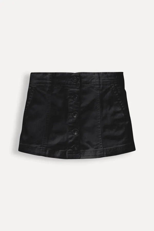 Short Saia Menina Sarja Preto - 12