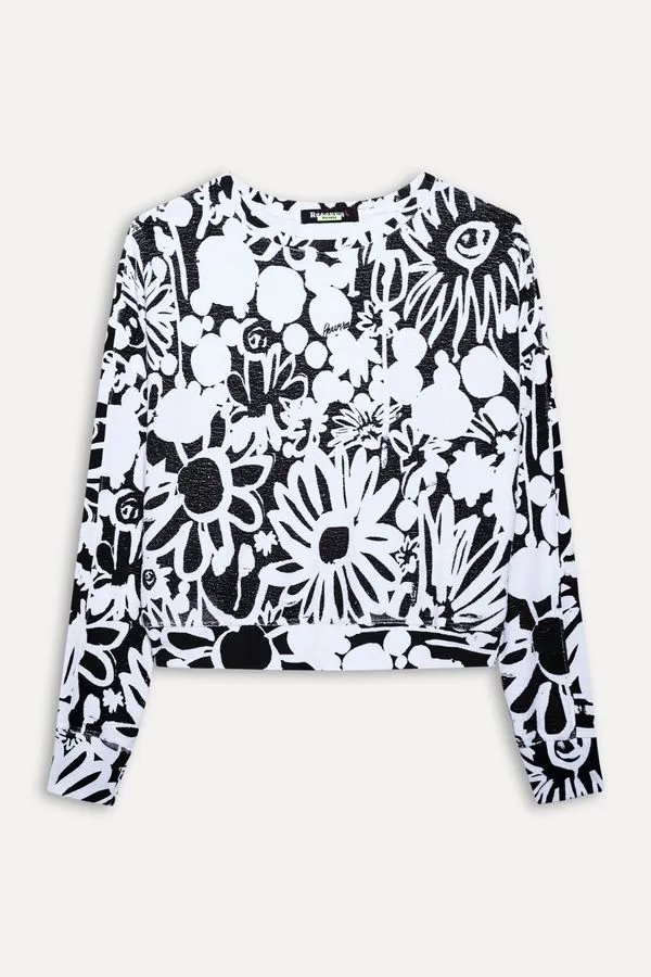 Blusa Moletom Dots Preto/Branco - M