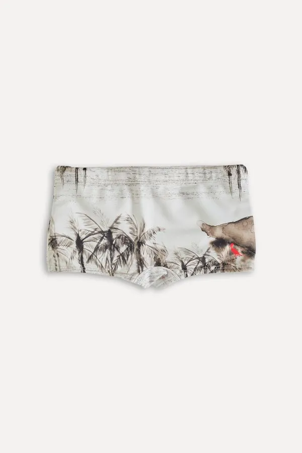 Sunga Short Mini Estampada Nanquim Offwhite - 08