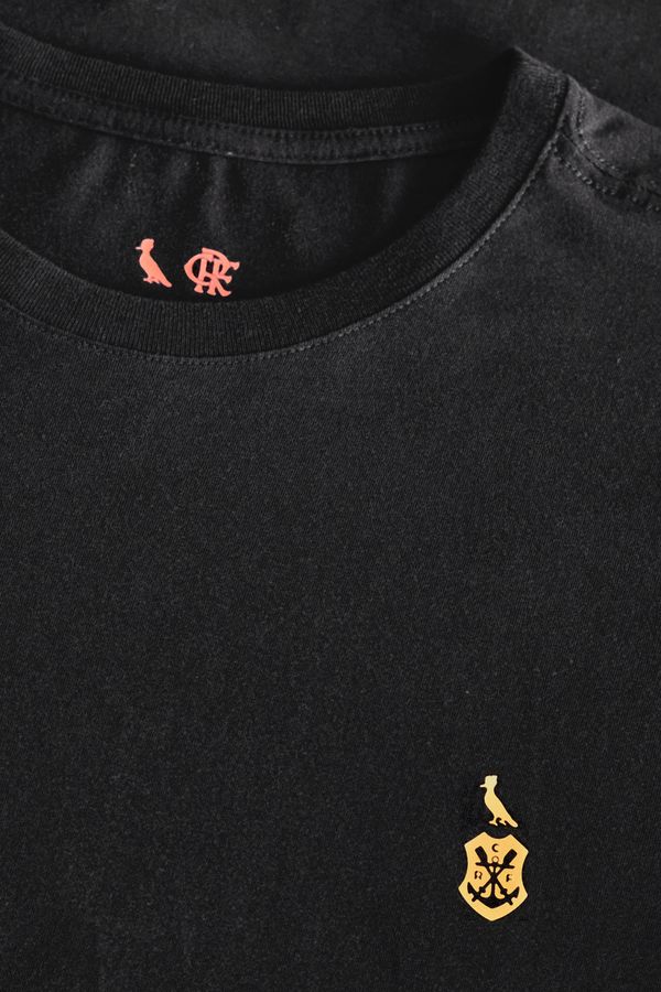 Camiseta Brasao Gold Fla Preto - G