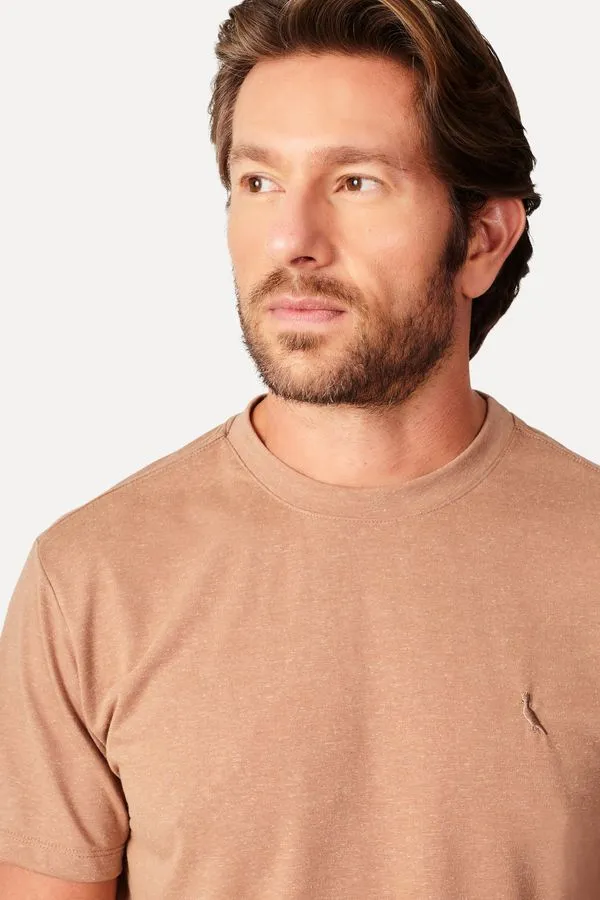 Camiseta Regular Malha Linho Khaki Escuro - M