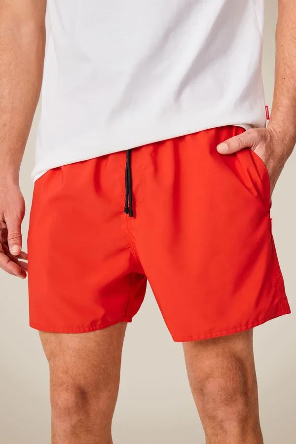 Short Praia Liso Basico Vermelho - P