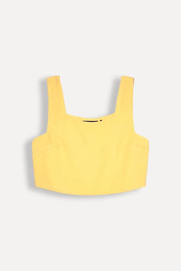 Top Linho Reto Amarelo - Gg