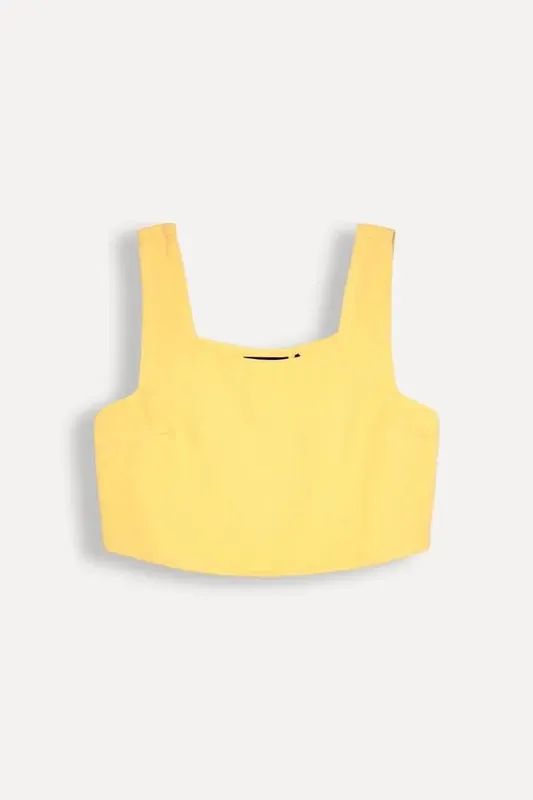 Top Linho Reto Amarelo - Gg