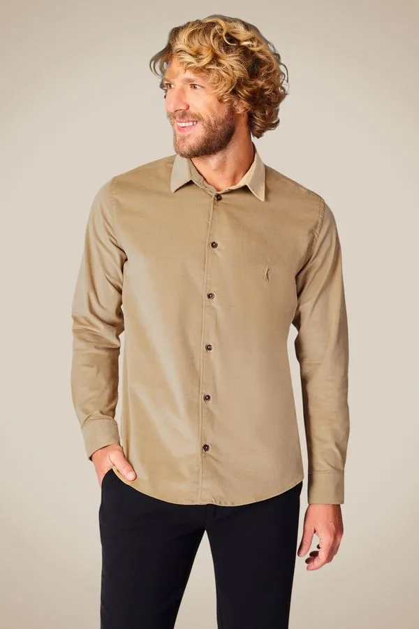Camisa Ml Enxuto Corduroy Khaki - M