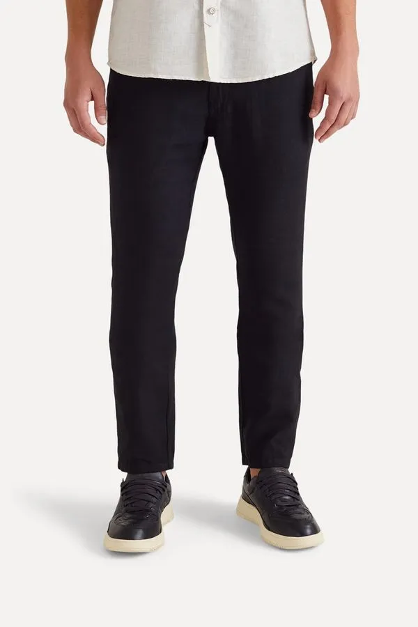Calça 5 Pockets Linho Preto - 44