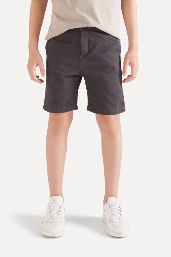 Bermuda Sarja Reserva Mini Forro Malha Fuligem - 12+