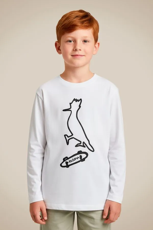 Camiseta Ml Mini Estampada Ollie Branco - 18