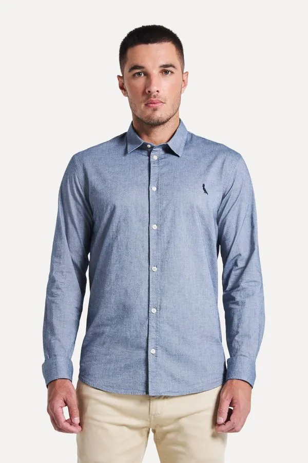 Camisa Ml Oxford Enxuto Conforto L Marinho - P