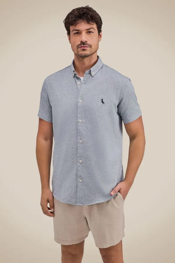 Camisa Mc Pf Oxford Color Marinho - Ggg