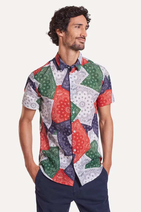 Camisa Mc Estampa Bandana Color Marinho - Gg