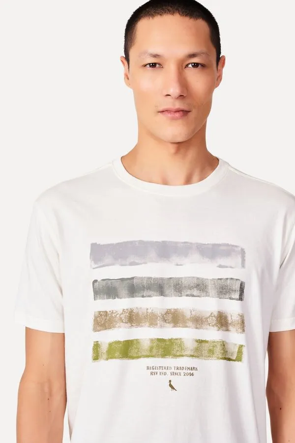 Camiseta Slim Estampada New Stripes Off White - Gg