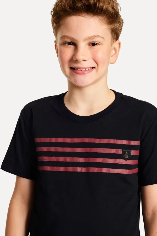 Camiseta Mini Estampa Listras Peito Fla Preto - 16