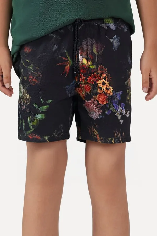 Short Praia Mini Tp Textura Floral Urban Preto - 16