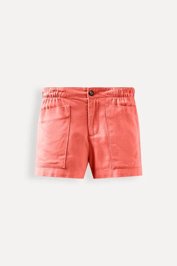 Short Menina Linho Liso Vermelho - 04