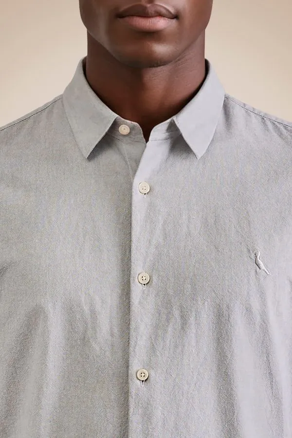 Camisa Mc Oxford Color Cinza Medio - Gg